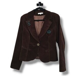 Mariely Paris Corduroy Blazer Jacket Kingdom Graphic Brown Fitted Y2K‎ Size 42